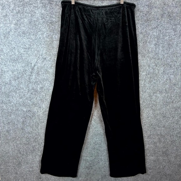 Amanda Smith Velvet Pants Womens Medium Black Stretch Wide Leg Elastic Waist - Picture 2 of 5